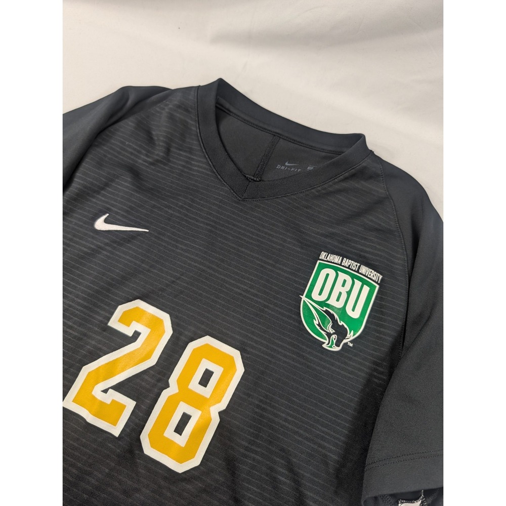 NIKE Dri Fit Oklahoma Baptist Soccer Shirt Jersey #28 Mens Black Medium Shirt